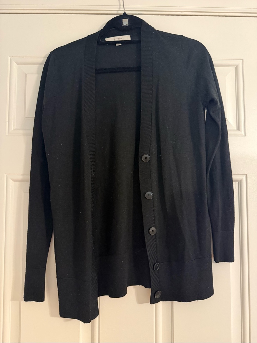 LOFT Black Long Sleeve Button Cardigan